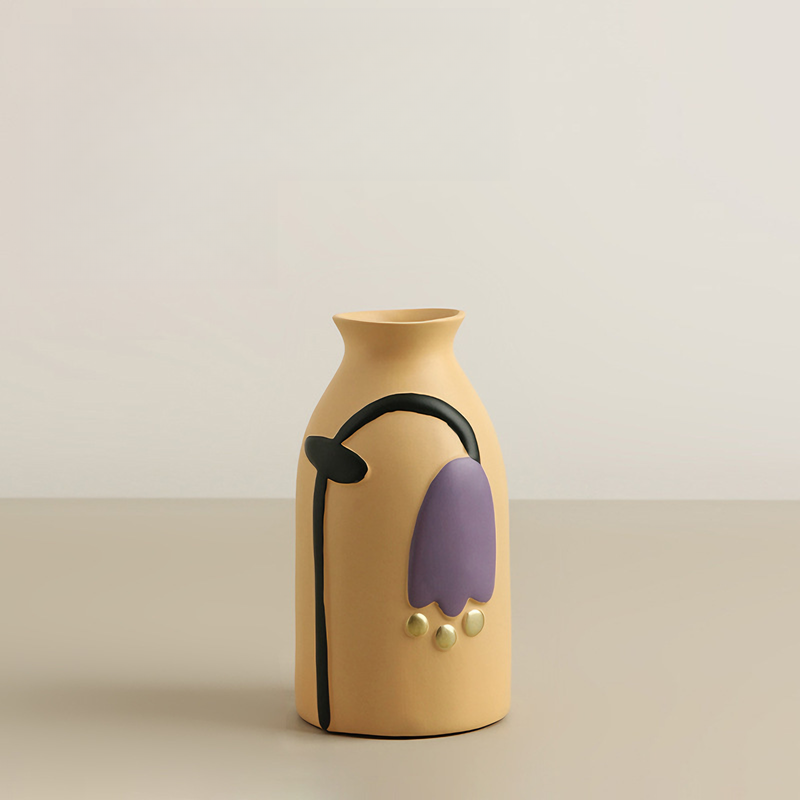 Blumenvase handbemalte Keramik mit Tulpenmotiv