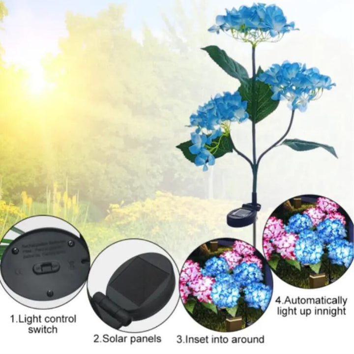 Solar-Gartenleuchten mit solarbetriebenem Hortensien-Design
