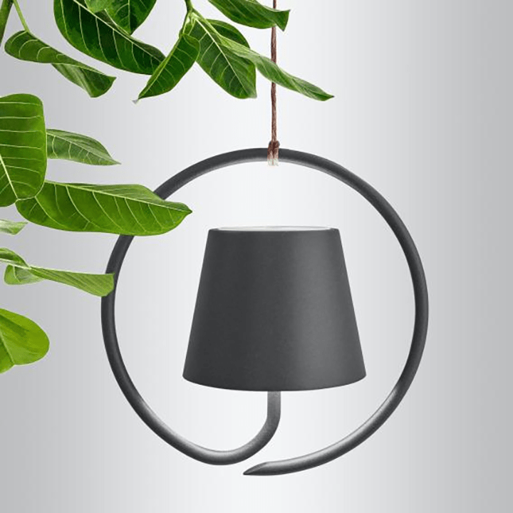 Wiederaufladbare LED Pendelleuchte mit Ringstruktur für innen & außen