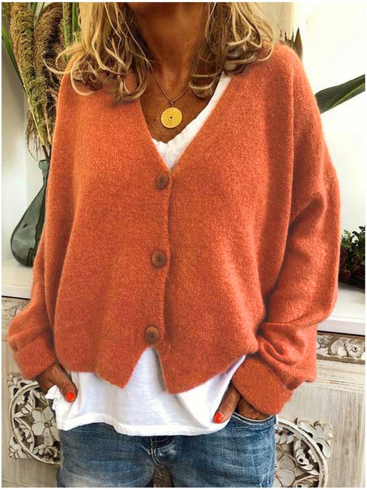 Damen Strickjacke Mit V Ausschnitt Und Knopfleiste