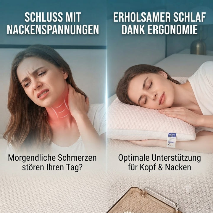 Nackenstützkissen mit strukturierter Oberfläche und atmungsaktivem Bezug