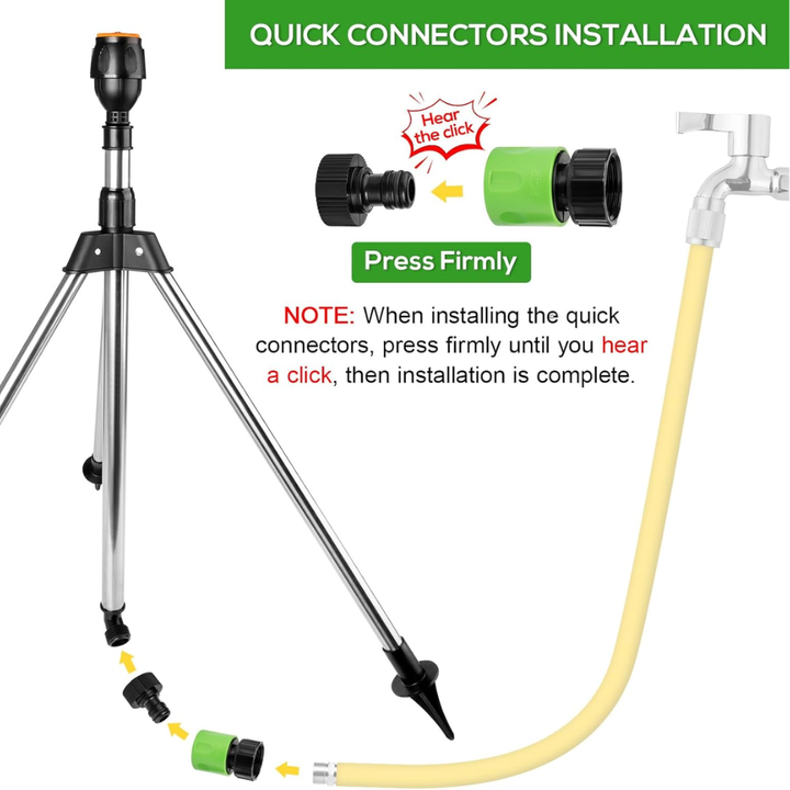 Gartensprinkler 360 Grad drehbar mit Teleskop-Stativ