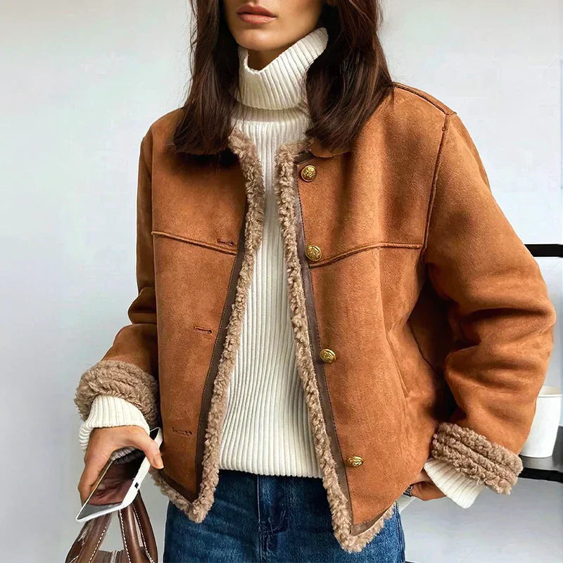 Damen Shearlingjacke Aus Echtem Schaffell