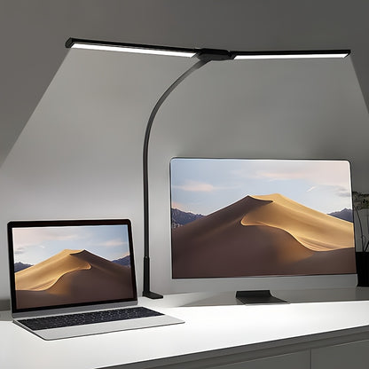 Doppel-Klemm-LED-Schreibtischlampe mit 3 Lichtfarben & Dimmer