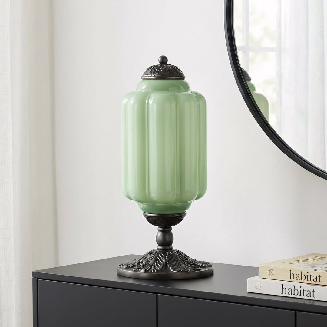 Table Lamp Glass Textured Cream Retro Design