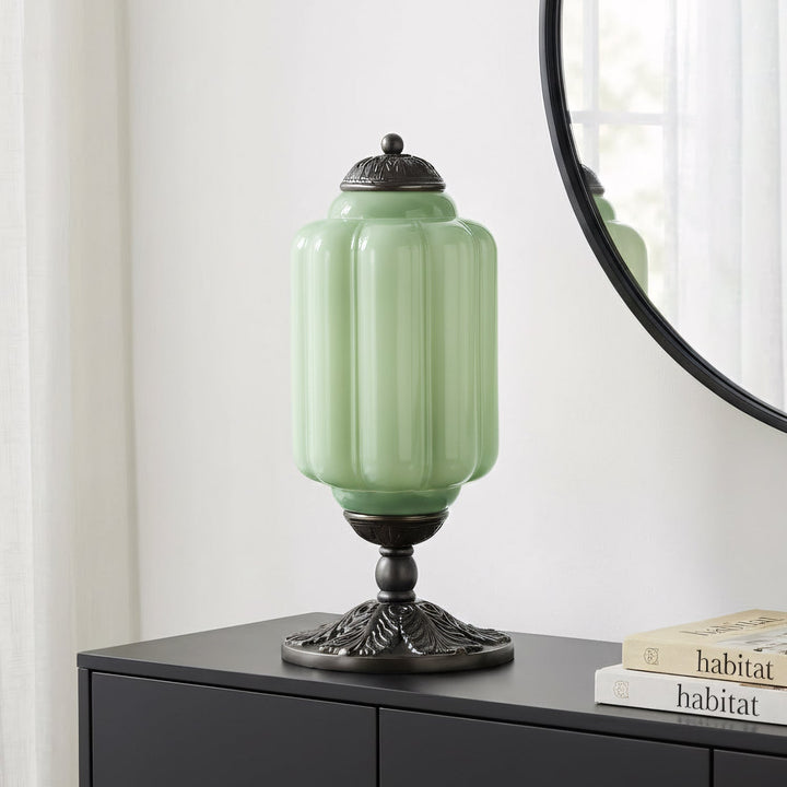 Table Lamp Glass Textured Cream Retro Design