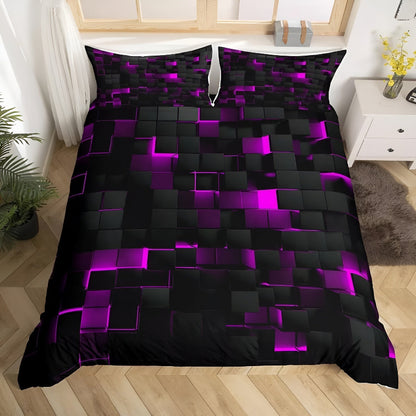 Bettwäsche Set mit 3D Gittermuster – Modernes Duvet Cover Set mit Kissenbezügen
