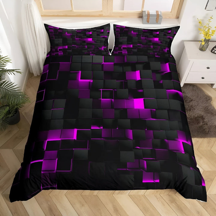 Bettwäsche Set mit 3D Gittermuster – Modernes Duvet Cover Set mit Kissenbezügen