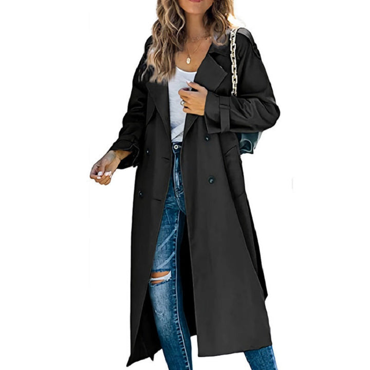 Damen Trenchcoat Lang Mit Klassischem Schnitt