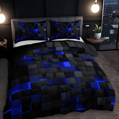 Bettwäsche Set mit 3D Gittermuster – Modernes Duvet Cover Set mit Kissenbezügen