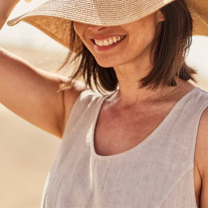 Women’s Sleeveless Cotton Linen Dress with Pockets