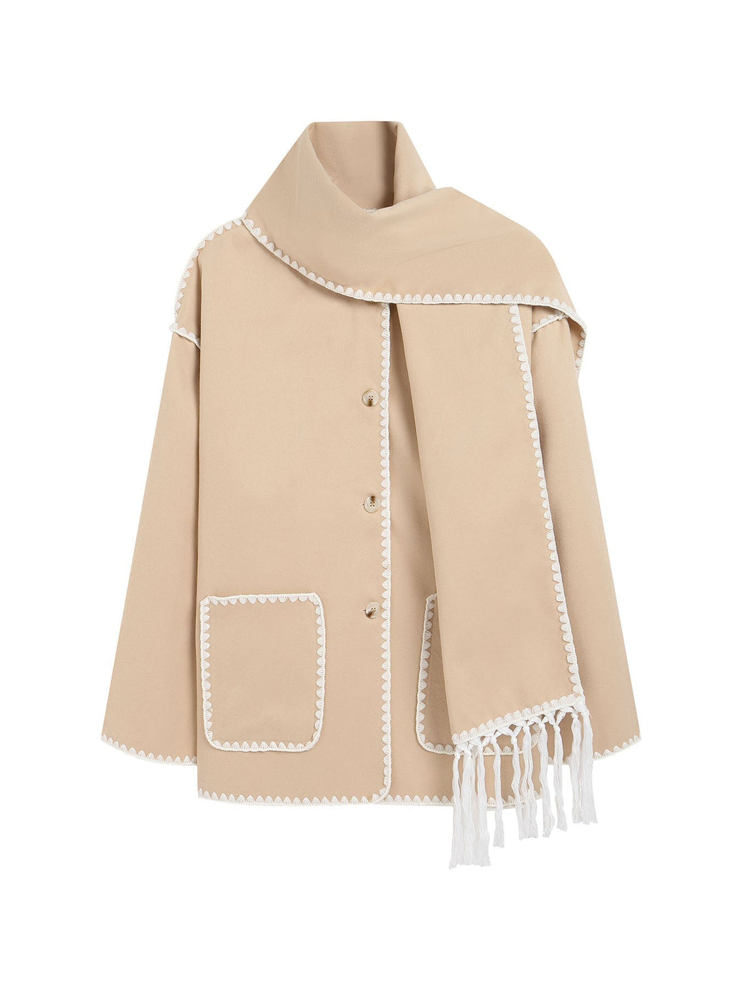 Damen Wickelmantel Mit Integriertem Schal