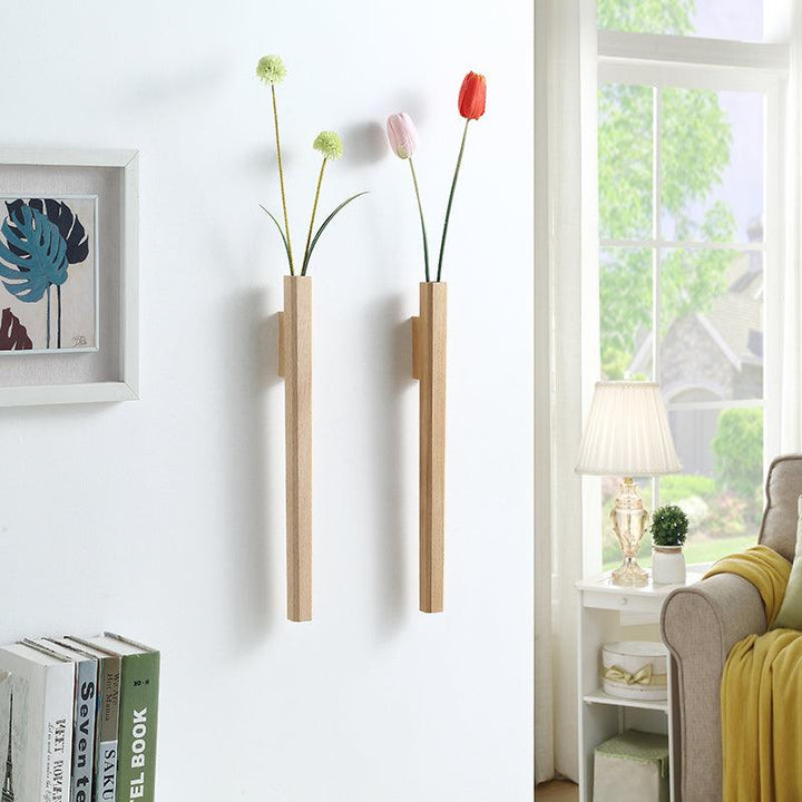Holzwandvase mit Glasröhre 41 cm