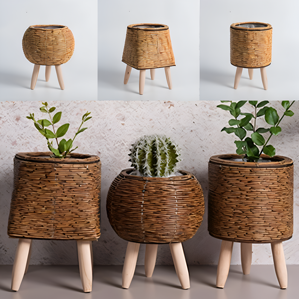 Künstlicher Korb Pflanzer Rustikaler Rattan Blumentopf