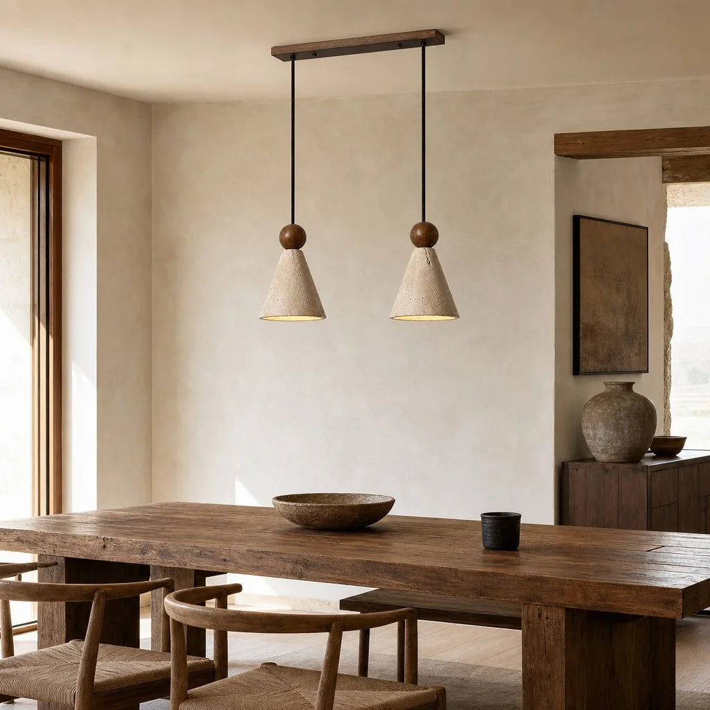 Pendant Light Travertine Cone Design