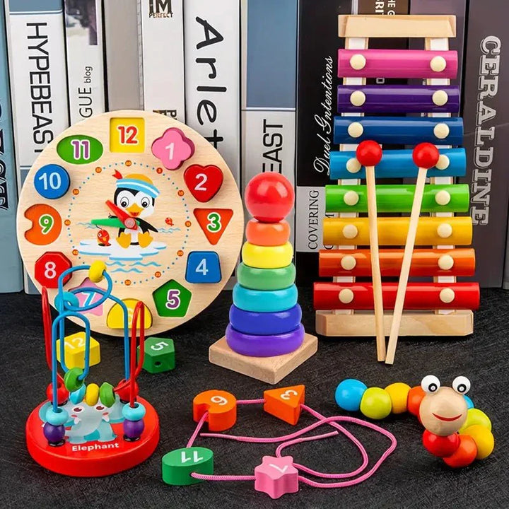 Montessori Holzspielzeug Set für Motorik und Sinnesentwicklung