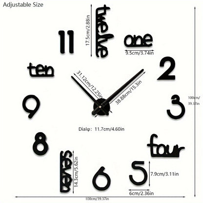 Moderne 3D Wanduhr ohne Rahmen für Wohnzimmer