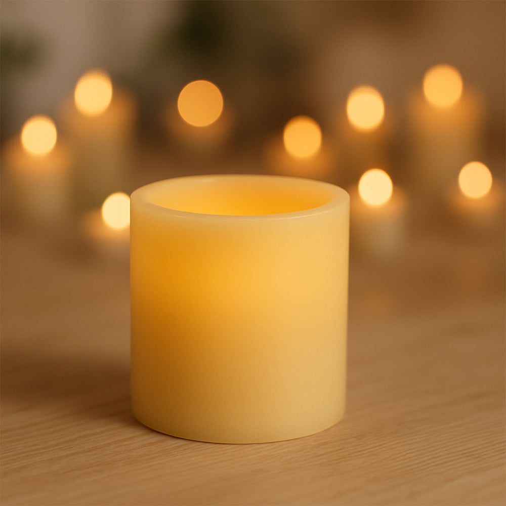 LED-Säulenkerze mit 3D-Flammenleuchten 15cm