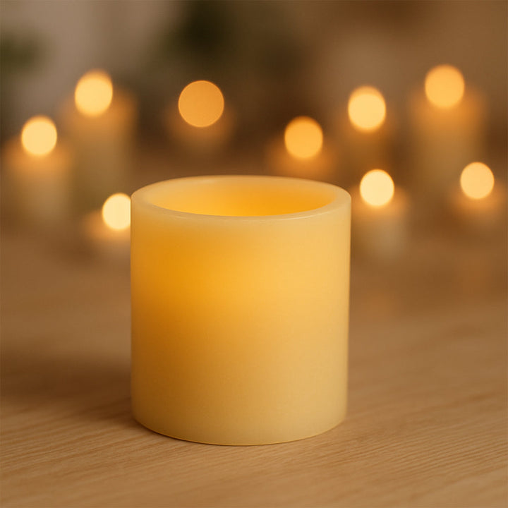 LED-Säulenkerze mit 3D-Flammenleuchten 15cm