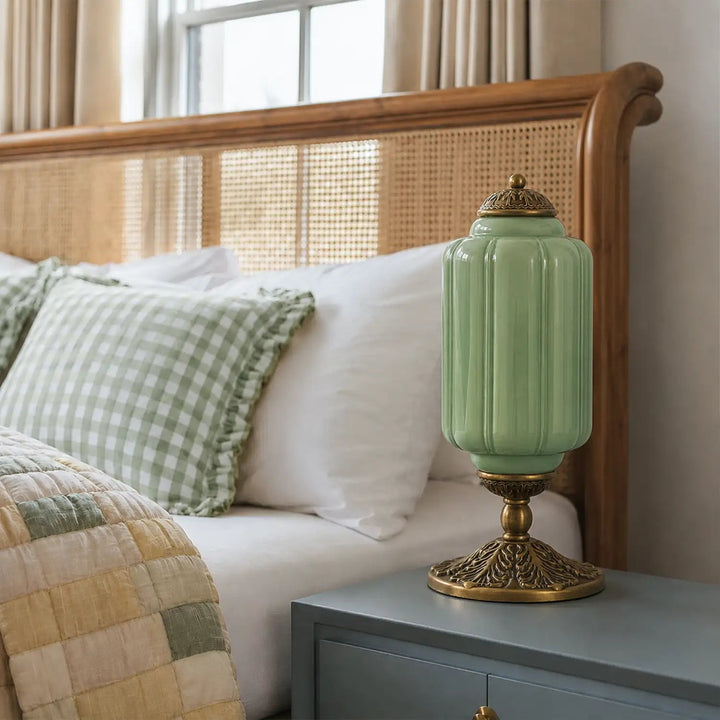 Table Lamp Glass Textured Cream Retro Design