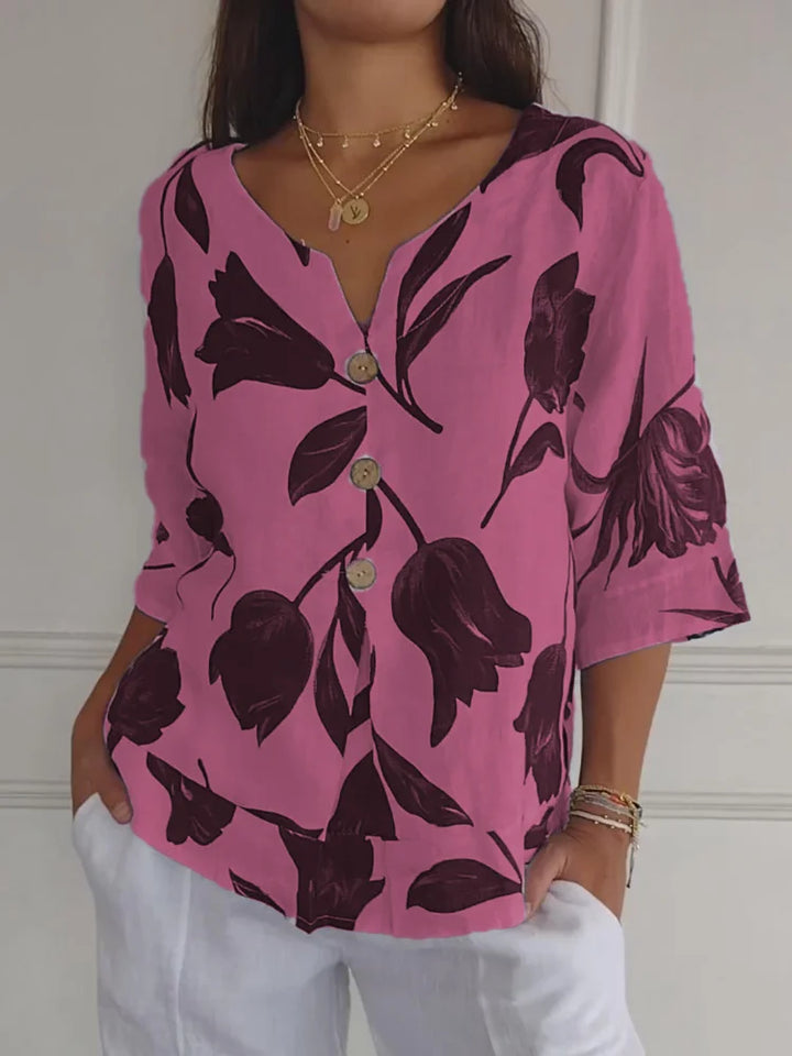 Printed V-Neck Tunic Top for Women