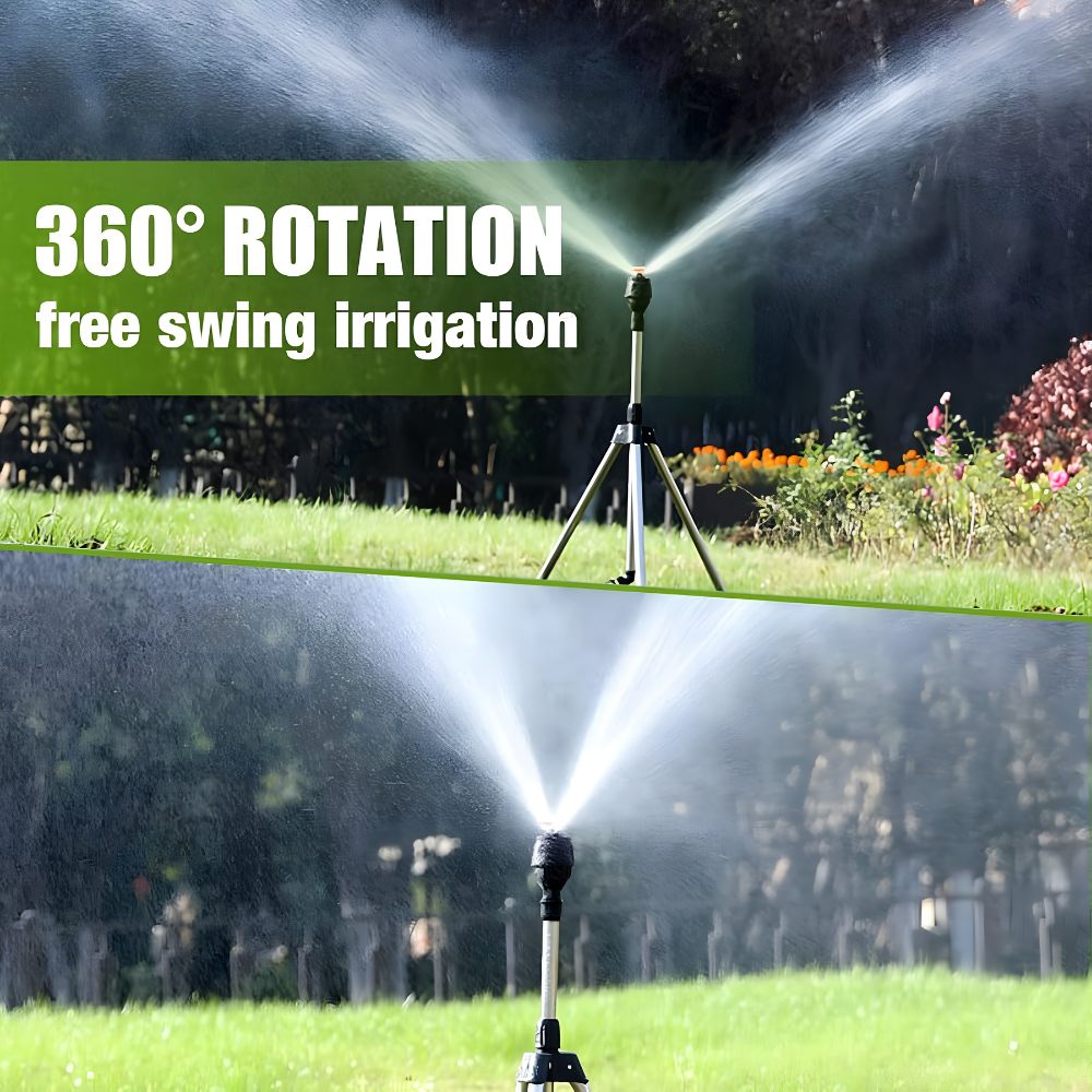 Gartensprinkler 360 Grad drehbar mit Teleskop-Stativ