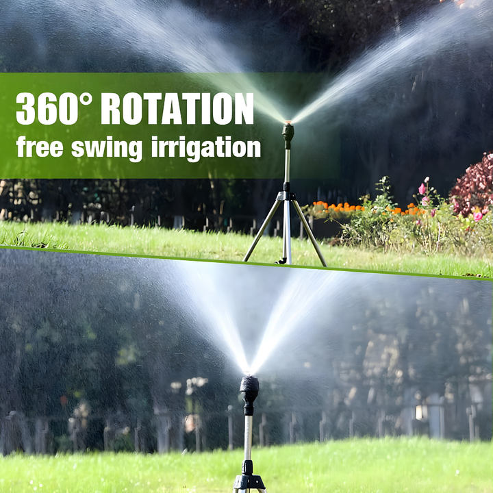 Gartensprinkler 360 Grad drehbar mit Teleskop-Stativ
