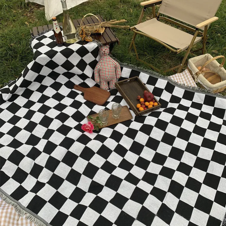 Picknickdecke aus weichem Mikrofaser mit kariertem Design