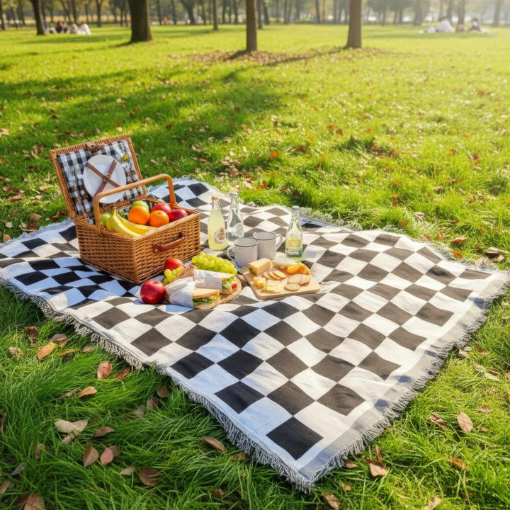 Picknickdecke aus weichem Mikrofaser mit kariertem Design