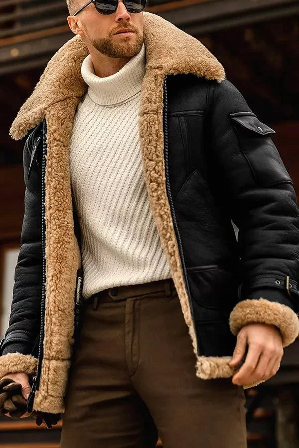Herren Lederjacke Mit Klassischem Design