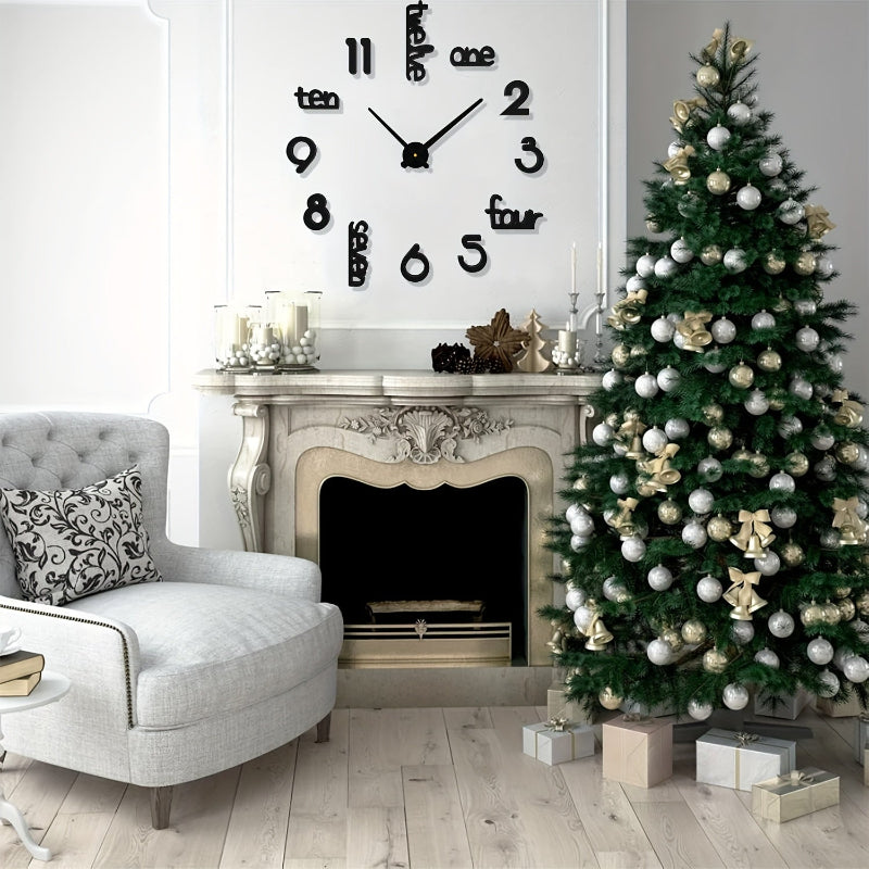 Moderne 3D Wanduhr ohne Rahmen für Wohnzimmer