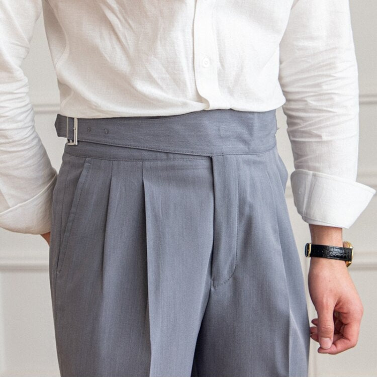 Herren Bundfaltenhose Mit Schnallenverschluss Und Klassischem Schnitt