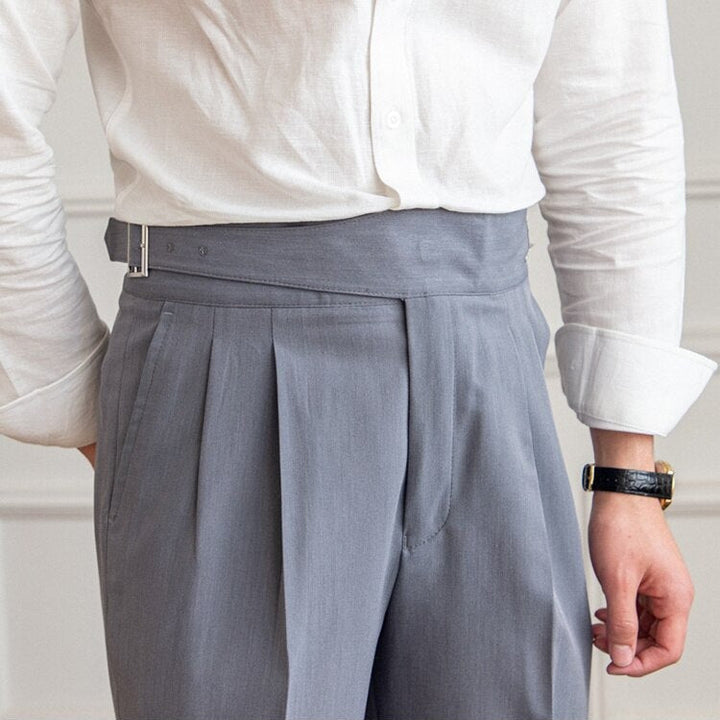 Herren Bundfaltenhose Mit Schnallenverschluss Und Klassischem Schnitt
