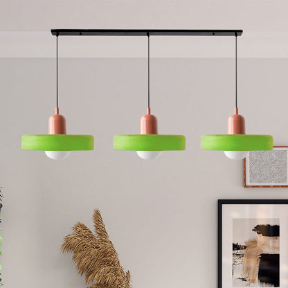 LED Pendelleuchte mit farbigen Glasschirmen für Wohnzimmer und Esszimmer
