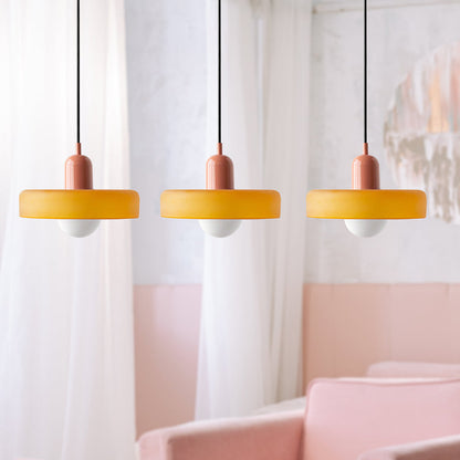 LED Pendelleuchte mit farbigen Glasschirmen für Wohnzimmer und Esszimmer