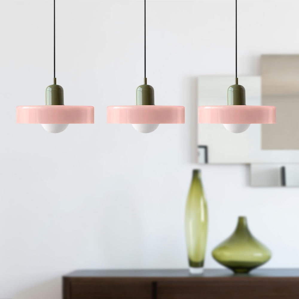 LED Pendelleuchte mit farbigen Glasschirmen für Wohnzimmer und Esszimmer