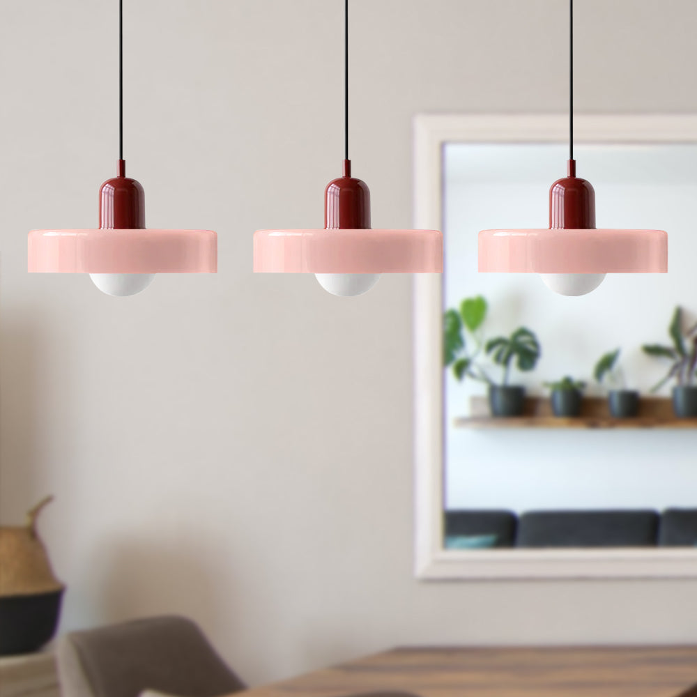LED Pendelleuchte mit farbigen Glasschirmen für Wohnzimmer und Esszimmer