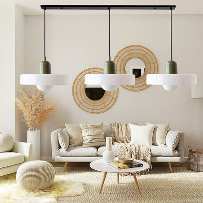 LED Pendelleuchte mit farbigen Glasschirmen für Wohnzimmer und Esszimmer