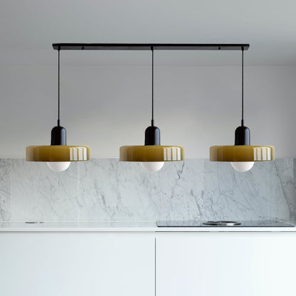 LED Pendelleuchte mit farbigen Glasschirmen für Wohnzimmer und Esszimmer