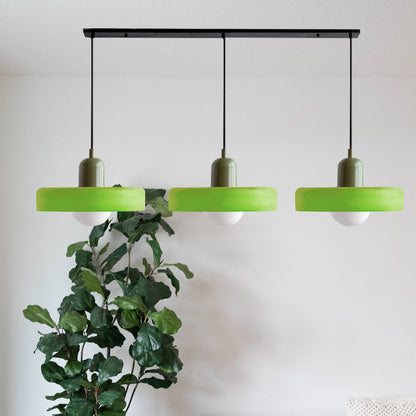 LED Pendelleuchte mit farbigen Glasschirmen für Wohnzimmer und Esszimmer