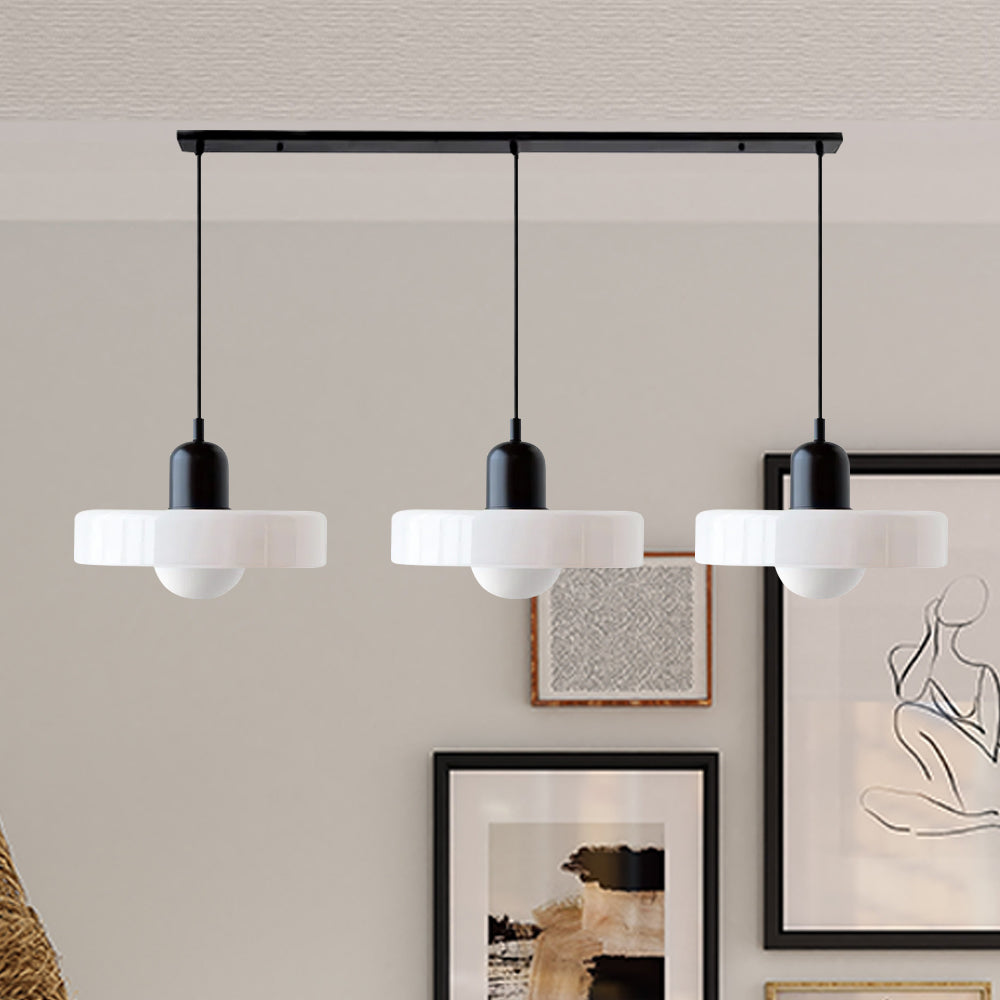 LED Pendelleuchte mit farbigen Glasschirmen für Wohnzimmer und Esszimmer
