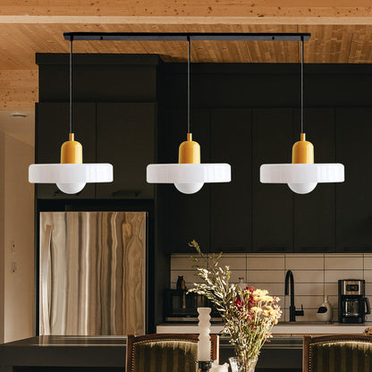 LED Pendelleuchte mit farbigen Glasschirmen für Wohnzimmer und Esszimmer