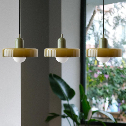 LED Pendelleuchte mit farbigen Glasschirmen für Wohnzimmer und Esszimmer