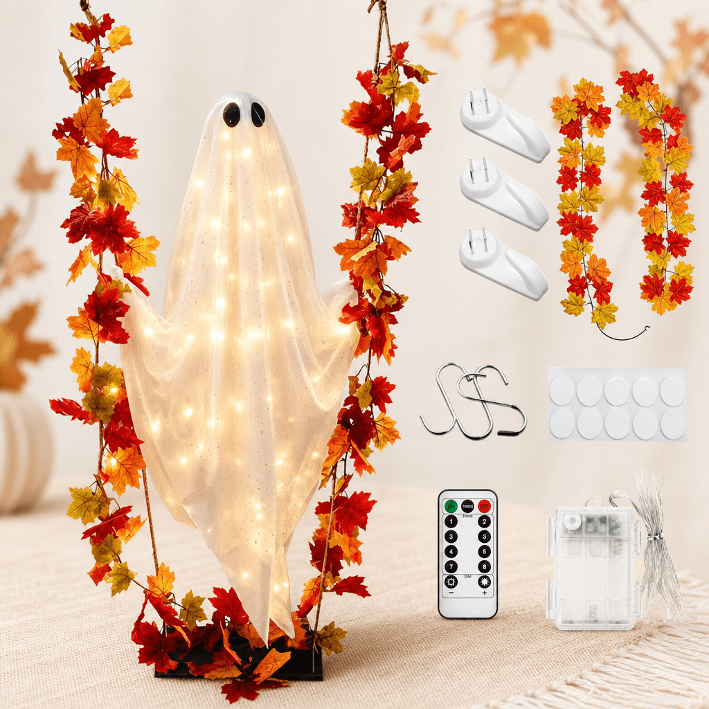 Hängende Halloween-Geisterdekoration mit integrierter LED-Beleuchtung
