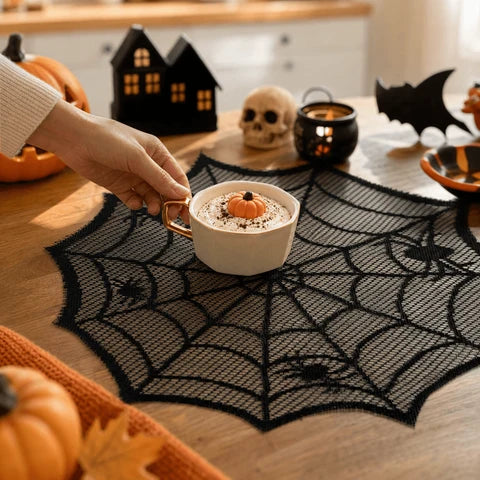 Halloween Tischsets Mit Spinnennetz Schwarz