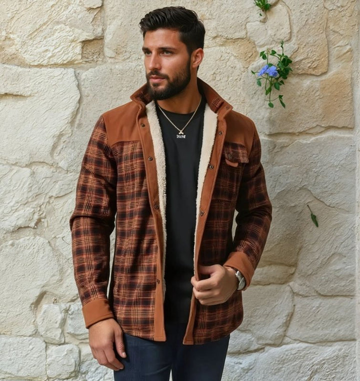 Herren Jacke Im Karo Design Mit Stehkragen