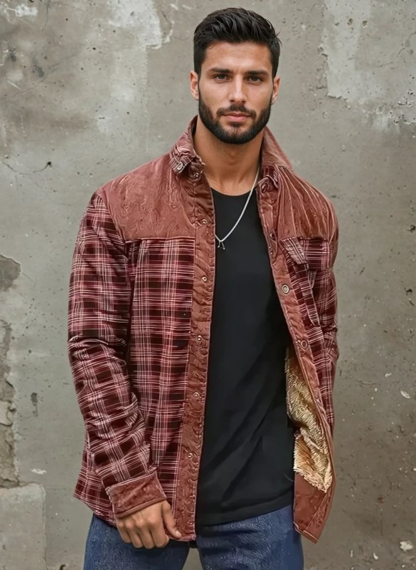 Herren Jacke Im Karo Design Mit Stehkragen