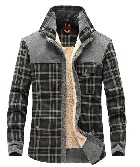 Herren Jacke Im Karo Design Mit Stehkragen
