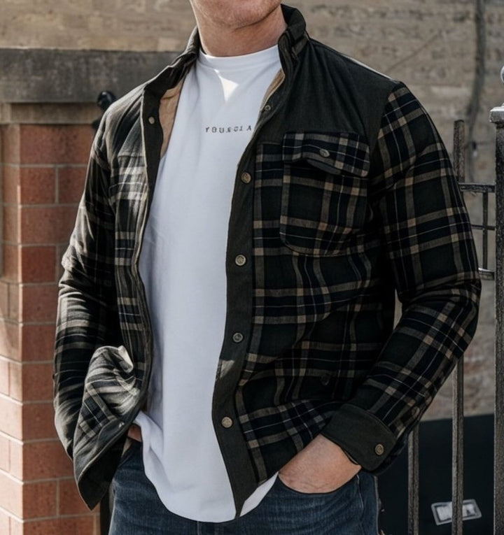 Herren Jacke Im Karo Design Mit Stehkragen