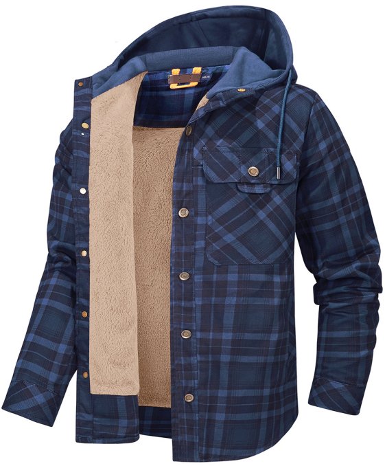 Herren Karierte Jacke Mit Fleecefutter Und Kapuze